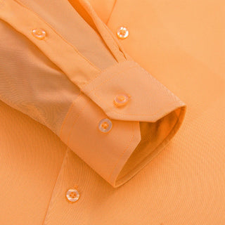 Solid Light Orange Satin Silk Long Sleeve Shirt
