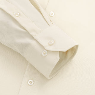 Milk White Solid Stretch Long Sleeve Shirt