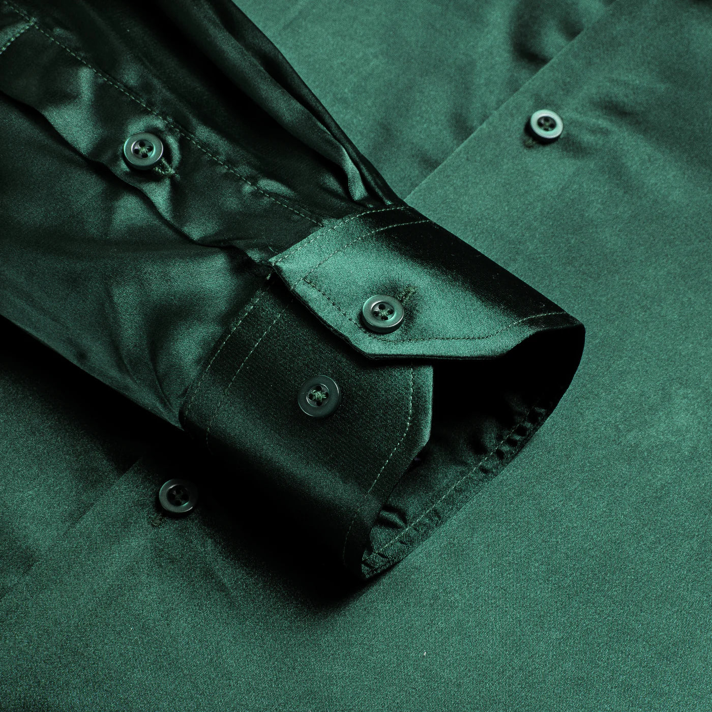 emerald green satin dress shirt Mens Silk Shirts Long Sleeve-Luxury Shiny Silk Satin Party Dress Shirt Button Up Casual Muscle Fit for Men(Emerald Green,M)