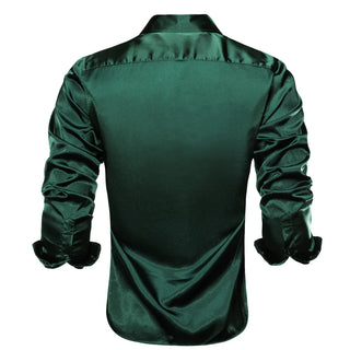 Emerald Solid Green Satin Long Sleeve Shirt