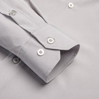 Luxury Solid Grey Silk Long Sleeve Shirt