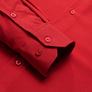 Luxury Solid Red Silk Long Sleeve Shirt