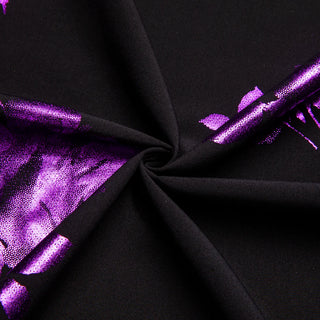 Black Purple Floral Silk Long Sleeve Shirt
