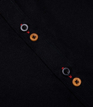 Black Gold Silk Long Sleeve Shirt with Collar Pin