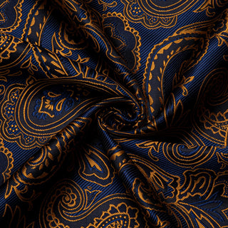 New Blue Gold Paisley Long Sleeve Shirt
