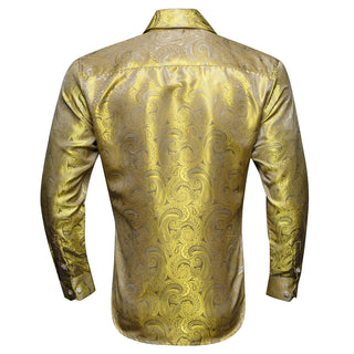 Luxury Gold Paisley Long Sleeve Shirt