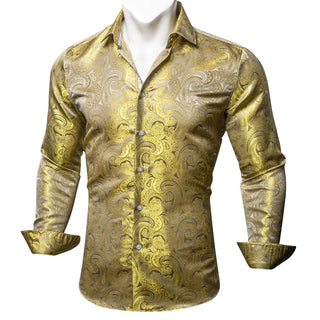 Luxury Gold Paisley Long Sleeve Shirt