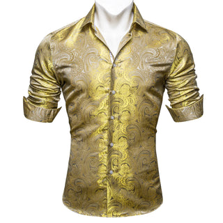 Luxury Gold Paisley Long Sleeve Shirt