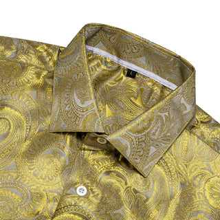 Luxury Gold Paisley Long Sleeve Shirt