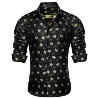 New Black Floral Long Sleeve Shirt