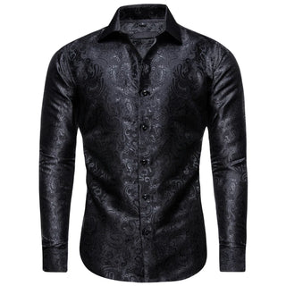 New Black Paisley Long Sleeve Shirt