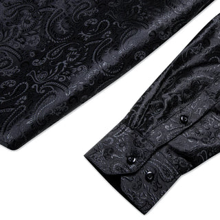 New Black Paisley Long Sleeve Shirt