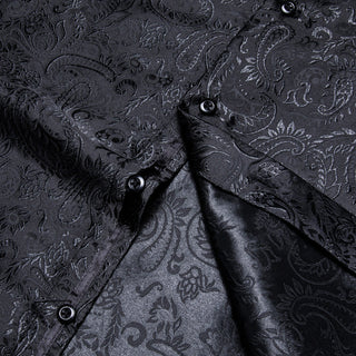 New Black Paisley Long Sleeve Shirt