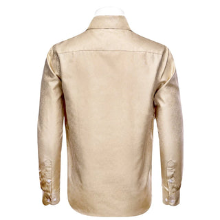 Beige Long Sleeve Silk Long Sleeve Shirt