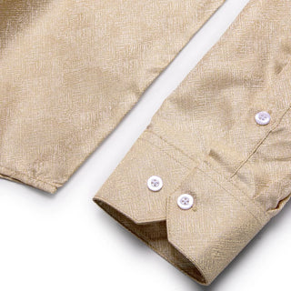 Beige Long Sleeve Silk Long Sleeve Shirt