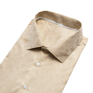 Beige Long Sleeve Silk Long Sleeve Shirt
