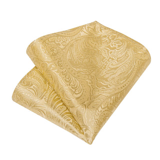 Dark Champagne Floral Silk Necktie Pocket Square Cufflinks Set
