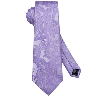 Orchid Purple Floral Silk Necktie Pocket Square Cufflinks Set