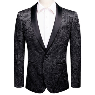 New Classic Black Floral Novelty Men's Blazer Set