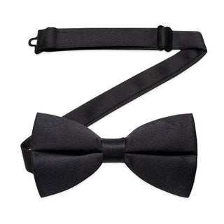 Solid Black Formal Pre-tied Silk Bow Tie