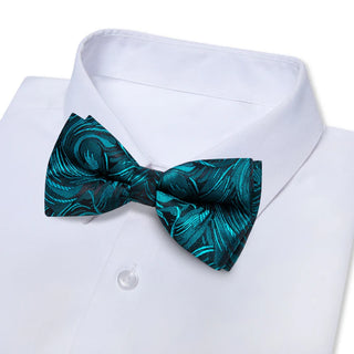 Blue Green Jacquard Pre-tied Silk Bow Tie