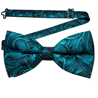 Blue Green Jacquard Pre-tied Silk Bow Tie