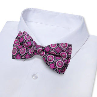 Deep Pink Geometry Pre-tied Silk Bow Tie