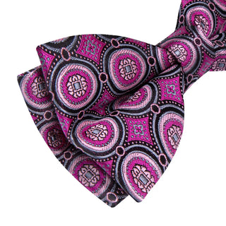 Deep Pink Geometry Pre-tied Silk Bow Tie