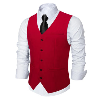 Solid Red Silk Single Vest Waistcoat