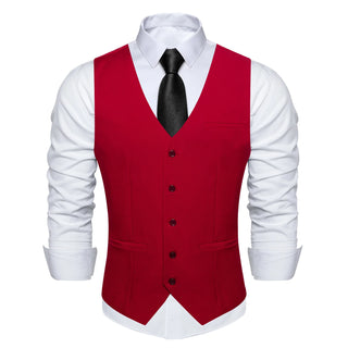 Solid Red Silk Single Vest Waistcoat