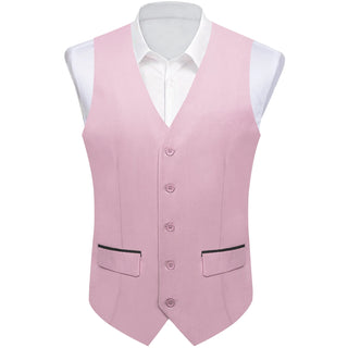 Solid Pink Silk Single Vest Waistcoat