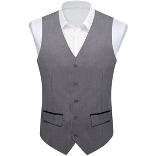 New Solid Grey Silk Single Vest Waistcoat