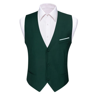 Solid Green Single Vest Waistcoat