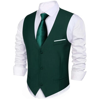 Solid Green Single Vest Waistcoat
