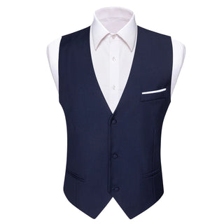New Solid Dark Blue Single Vest Waistcoat