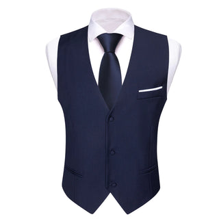 New Solid Dark Blue Single Vest Waistcoat