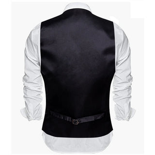 Luxury Solid Black Single Vest Waistcoat