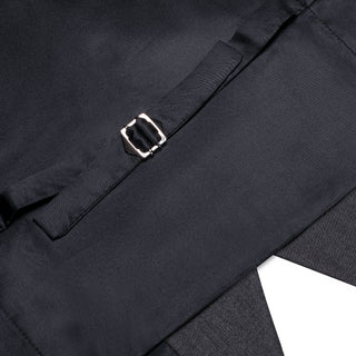 New Solid Dark Grey Blue Silk Single Vest Waistcoat
