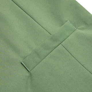 Solid Green Silk Single Vest Waistcoat