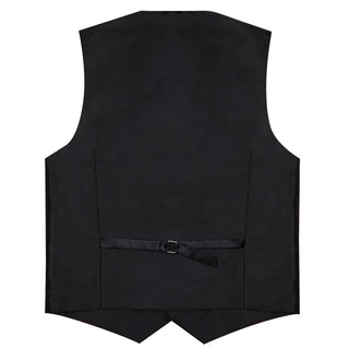Green Black Floral Leaf Silk Men's Vest Pocket Square Cufflinks Tie Set Waistcoat Set