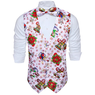 White Green Christmas Vest Silk Vest Bow Tie Set Waistcoat Suit Set