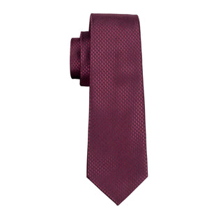 New Burgundy Silk Necktie Pocket Square Cufflinks Set