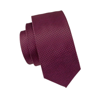 New Burgundy Silk Necktie Pocket Square Cufflinks Set
