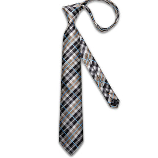 New Black Green Striped Silk Necktie Pocket Square Cufflinks Set