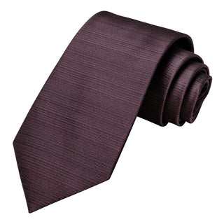 Solid Red Brown Silk Necktie Pocket Square Cufflinks Set