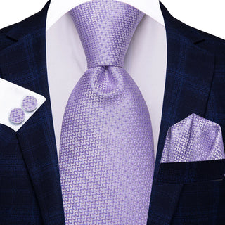 Taro Purple Novelty Silk Necktie Pocket Square Cufflinks Set