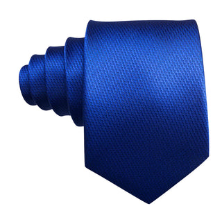 Cobalt Solid Blue Silk Necktie Pocket Square Cufflinks Set