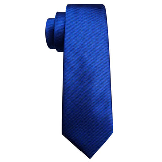 Cobalt Solid Blue Silk Necktie Pocket Square Cufflinks Set