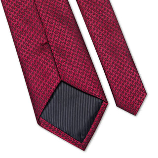 New Red Plaid Silk Necktie Pocket Square Cufflinks Set