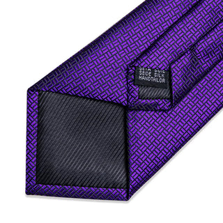 New Solid Purple Silk Necktie Pocket Square Cufflinks Set